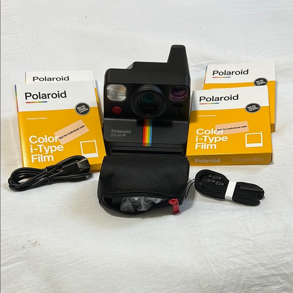 Polaroid Now+ Black Instant Film Camera Classic Design with 40 Photos